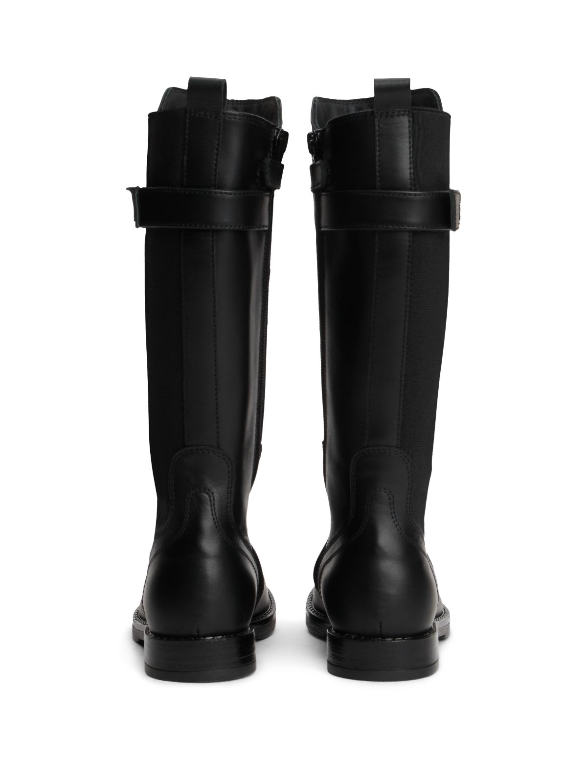 Leather Knee-High Boots — Black