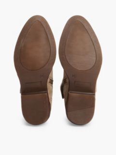 Suede Topstitch Flag Western Boots — Brown 5