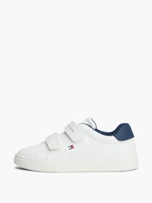 white logo hook and loop trainers for kids gender inclusive tommy hilfiger