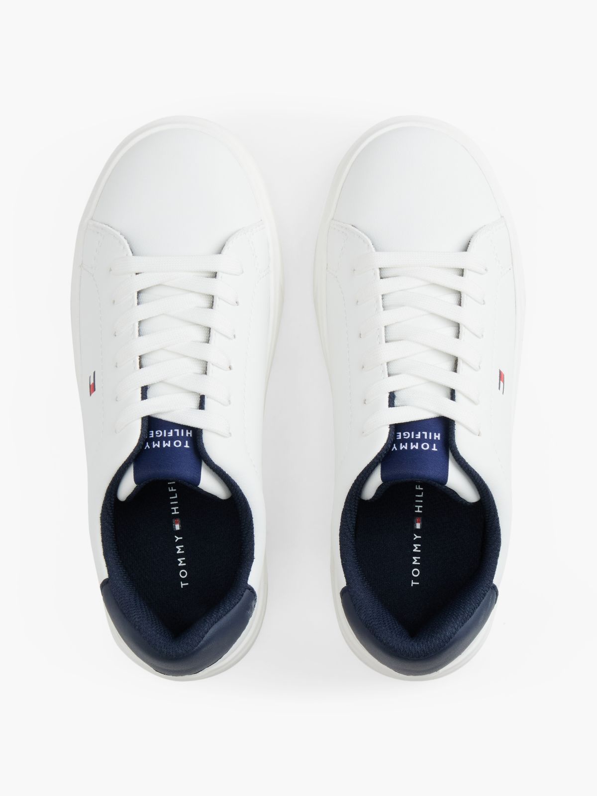 Flag Logo Lace-Up Trainers — White