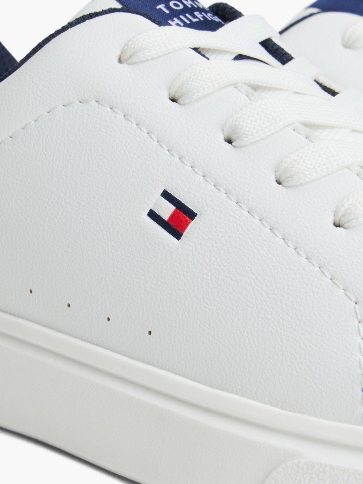 Flag Logo Lace-Up Trainers — White