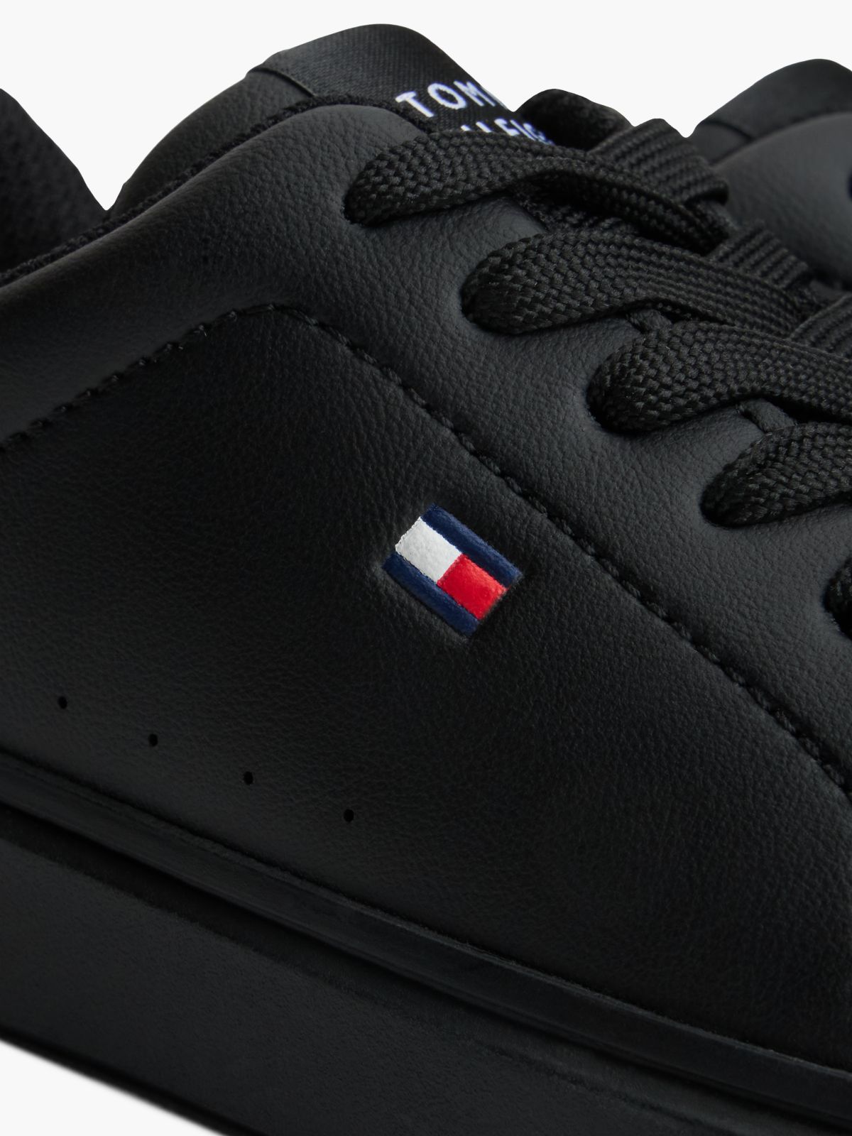 Flag Logo Lace-Up Trainers — Black