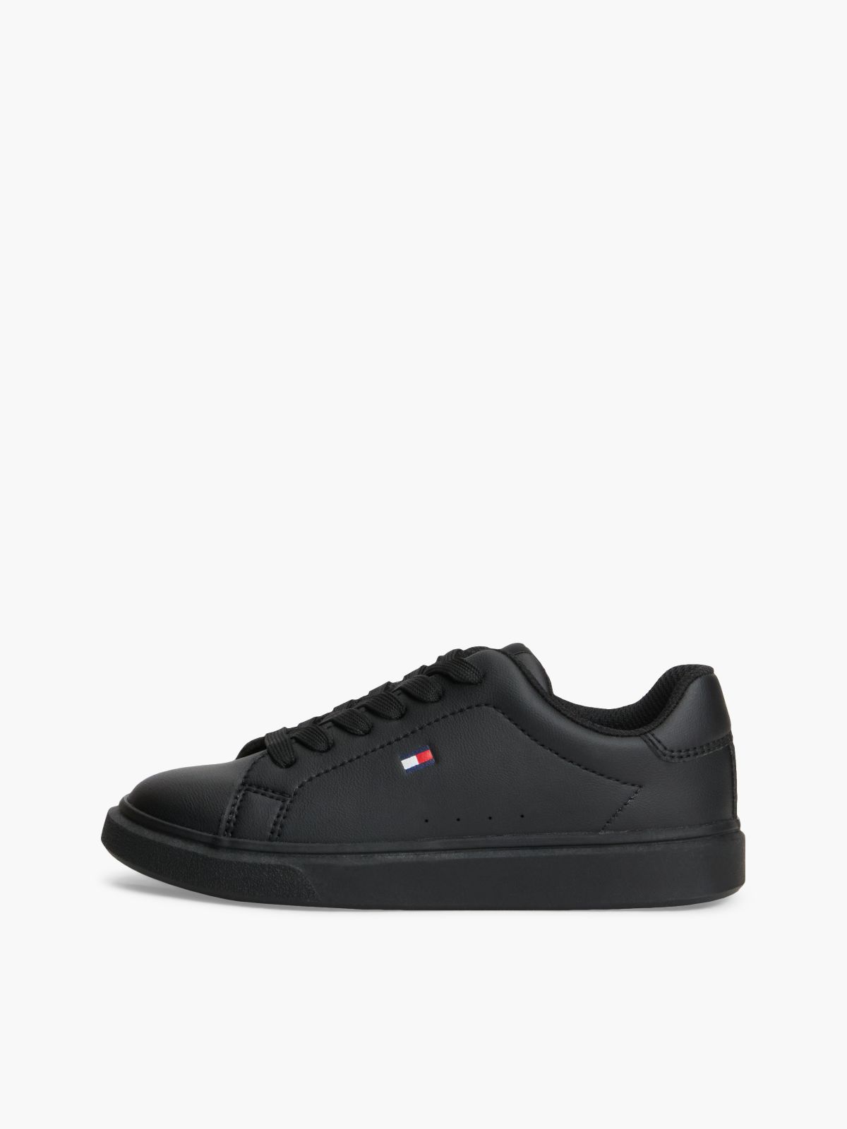 Flag Logo Lace-Up Trainers — Black