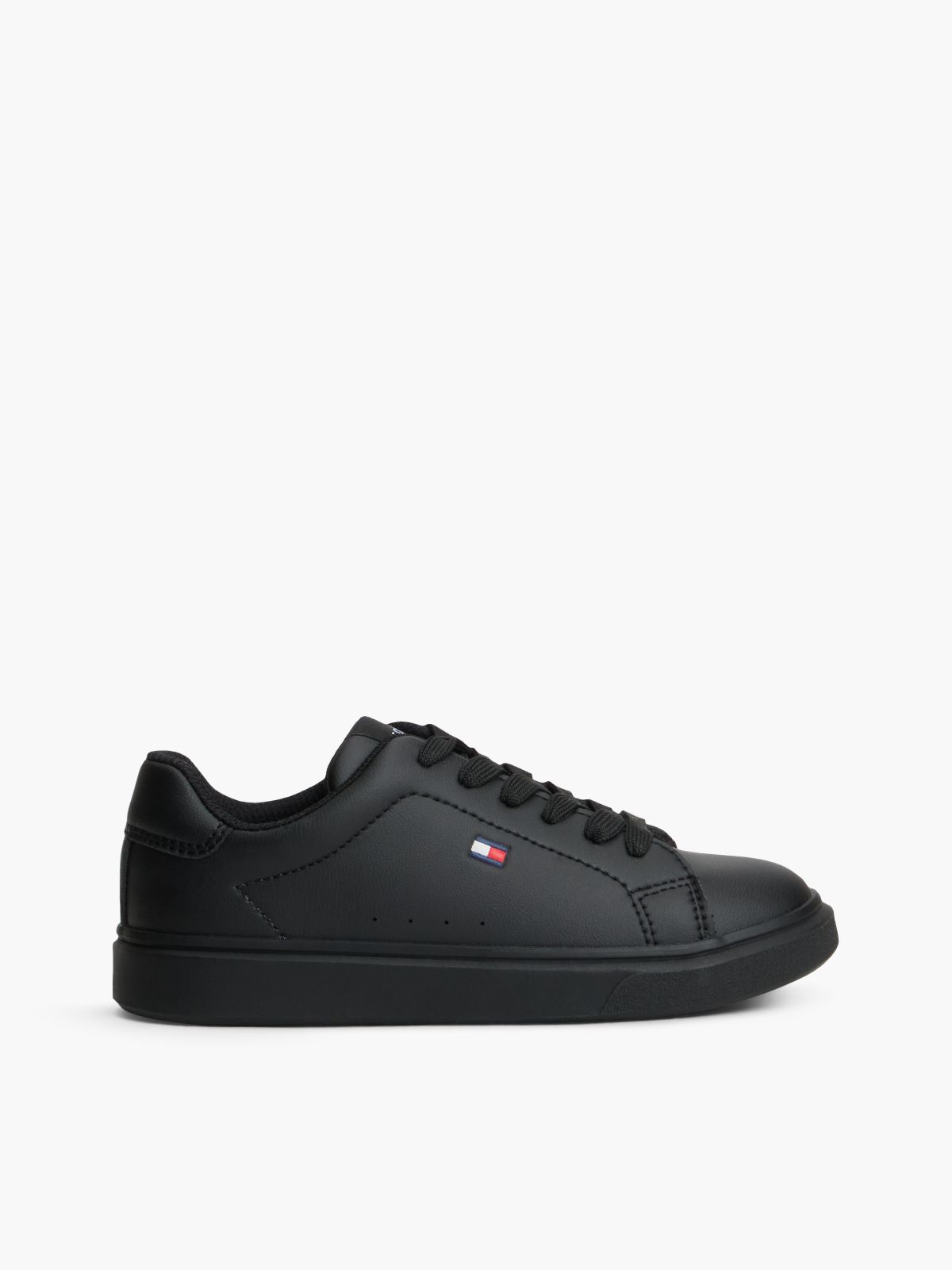 Flag Logo Lace-Up Trainers — Black