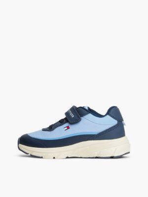 blauw sneaker met logo en klittenbandsluiting voor kinderen gender inclusive - tommy hilfiger