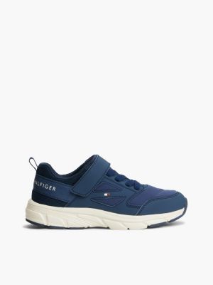 blue tonal hook and loop ripstop trainers for kids gender inclusive tommy hilfiger