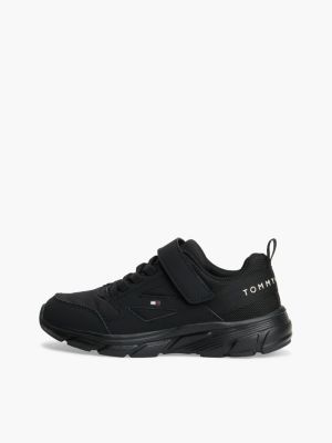 black tonal hook and loop ripstop trainers for kids gender inclusive tommy hilfiger