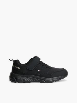 black tonal hook and loop ripstop trainers for kids gender inclusive tommy hilfiger