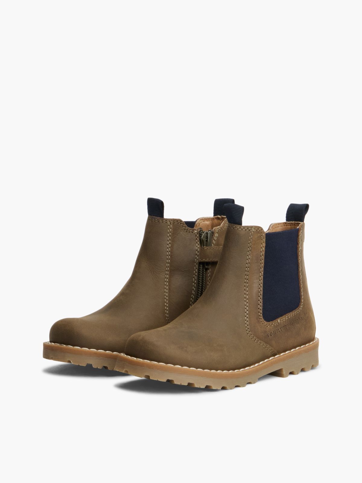 Leather Cleat Chelsea Boots — Green