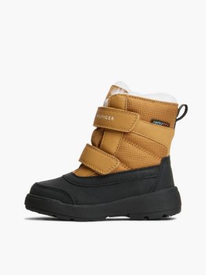 schwarz stiefel mit klettverschluss und logo für gender-inclusive kinder - tommy hilfiger