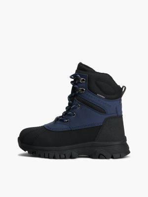 schwarz wasserdichte schnürstiefel mit warmem futter für gender-inclusive kinder - tommy hilfiger