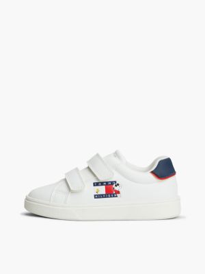 weiß sneaker mit klettverschluss und peanuts®-logo für gender-inclusive kinder - tommy hilfiger