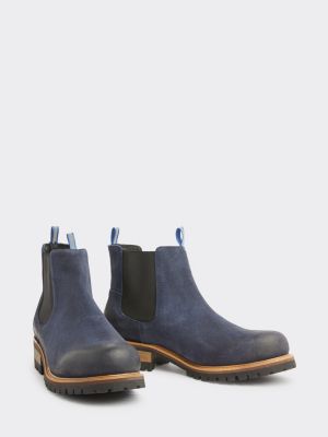 blue suede chelsea boot