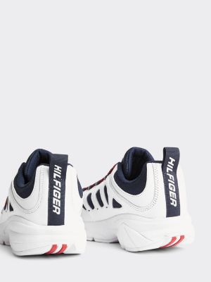 tommy hilfiger black & red flag detail sneaker trainers