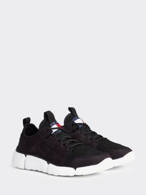 tommy hilfiger black leather trainers