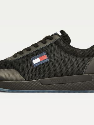 tommy jeans flag logo mesh sock trainers in black