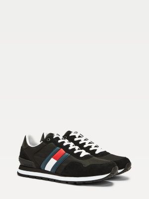 tommy hilfiger suede mix sneaker in black