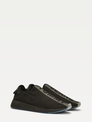 tommy jeans flag logo mesh sock trainers in black