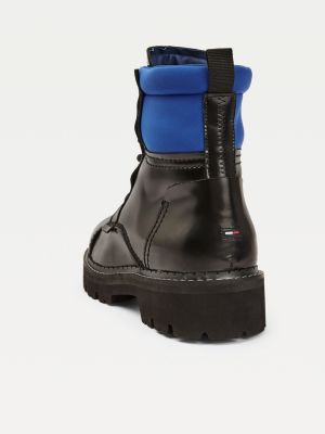Pop Colour Lace Up Ankle Boots | BLACK 