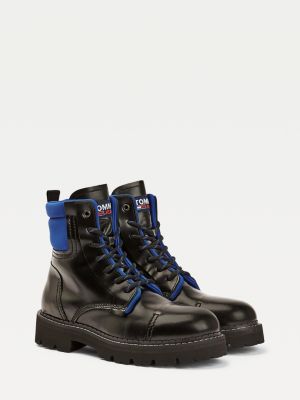 Pop Colour Lace Up Ankle Boots | BLACK 
