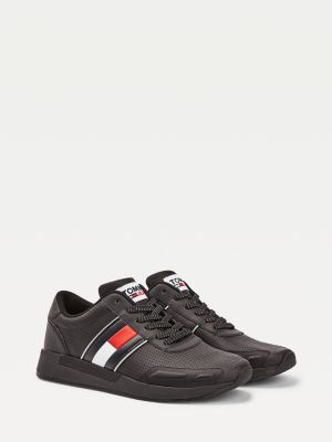 tommy hilfiger perforated leather trainers