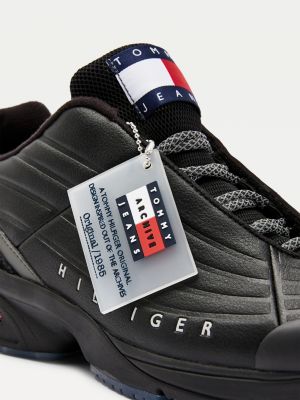 tommy hilfiger black leather trainers