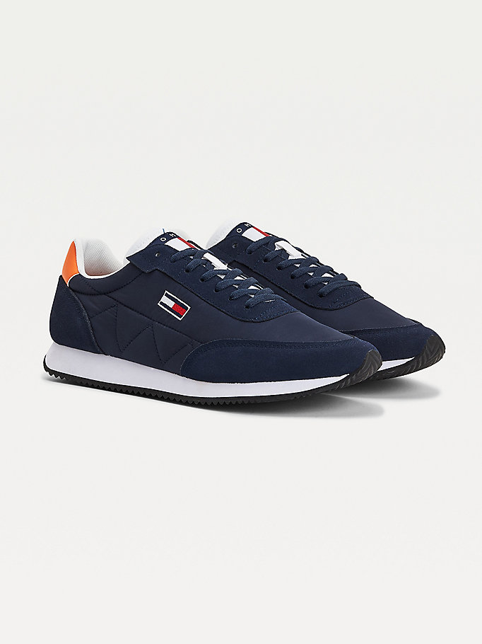 blue tommy badge contrast trainers for men tommy jeans