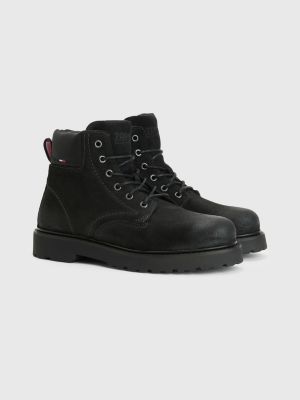 leather lace up cleat boots