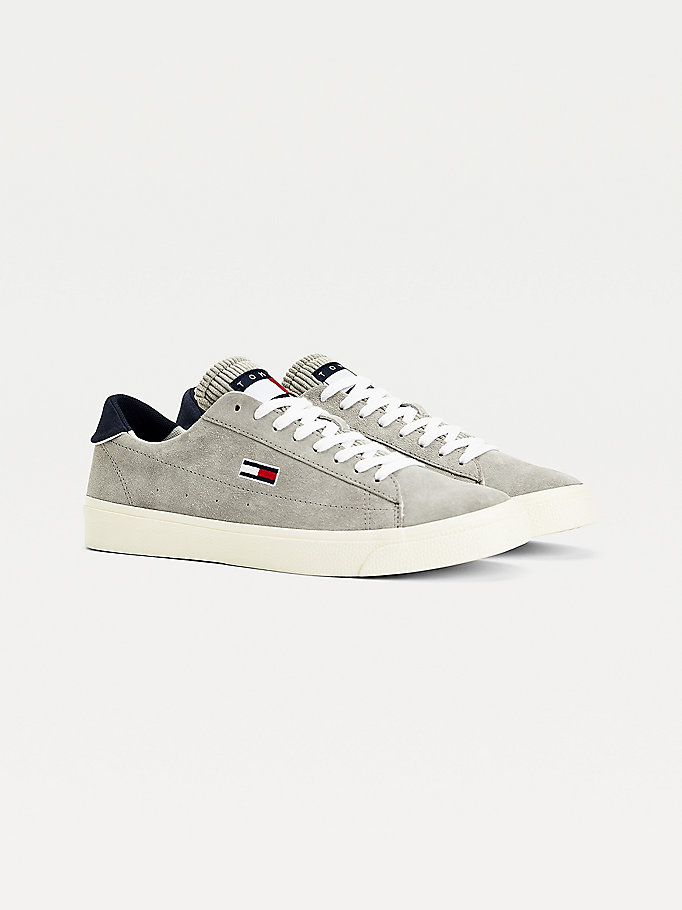 grey retro vulcanised suede trainers for men tommy jeans