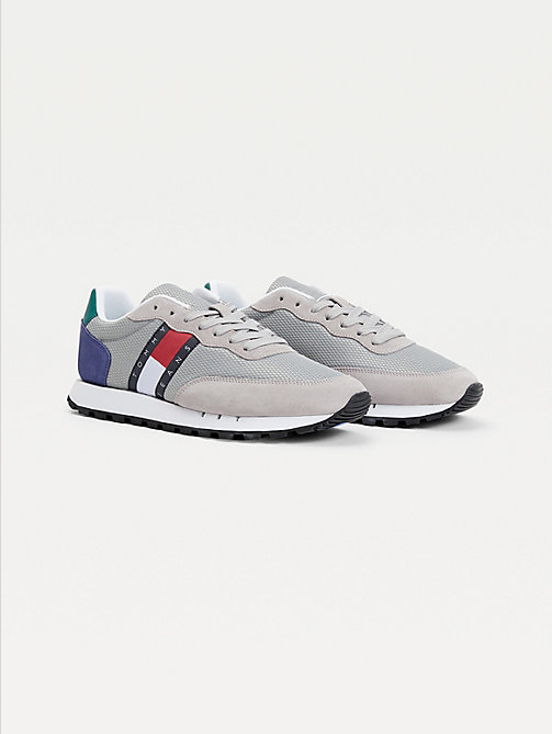 grey mixed panel trainers for men tommy jeans