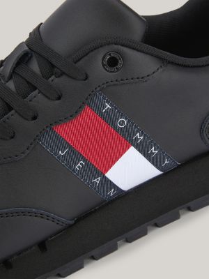 Essential Coated Leather Runner Trainers | BLACK | Tommy Hilfiger