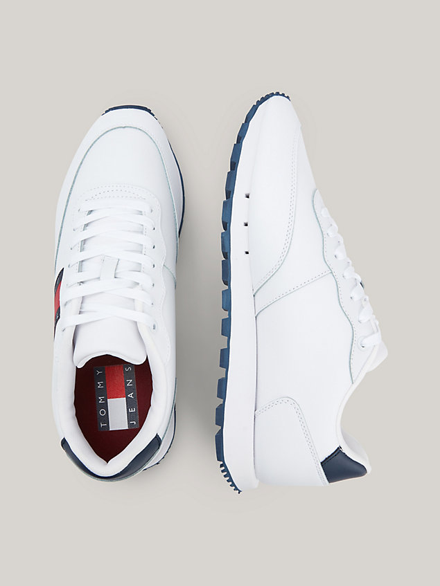 white essential leather runner trainers for men tommy jeans