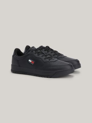 Retro Essential Leather Cupsole Trainers | BLACK | Tommy Hilfiger