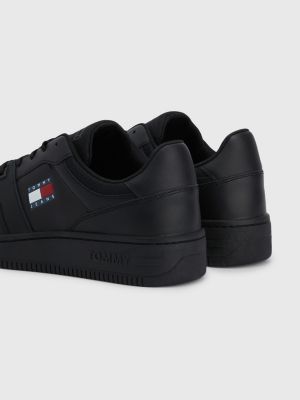 Essential Retro Leather Basketball Trainers | BLACK | Tommy Hilfiger