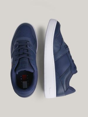 blue essential retro leather basketball trainers for men tommy jeans