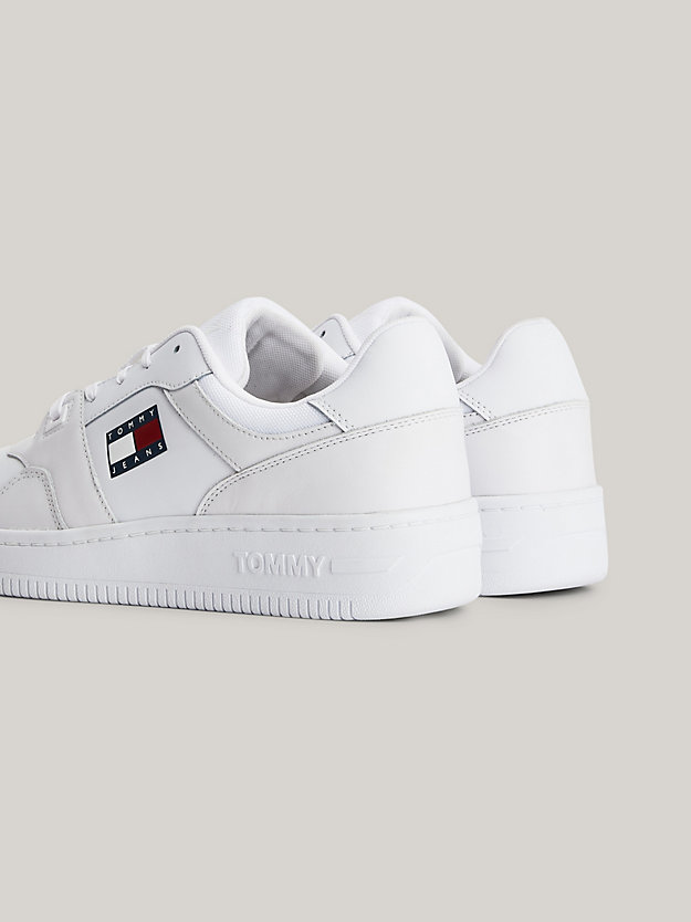 WHITE Essential Leather Basket Trainers for men TOMMY JEANS