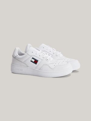 Essential Retro Leather Basketball Trainers | WHITE | Tommy Hilfiger
