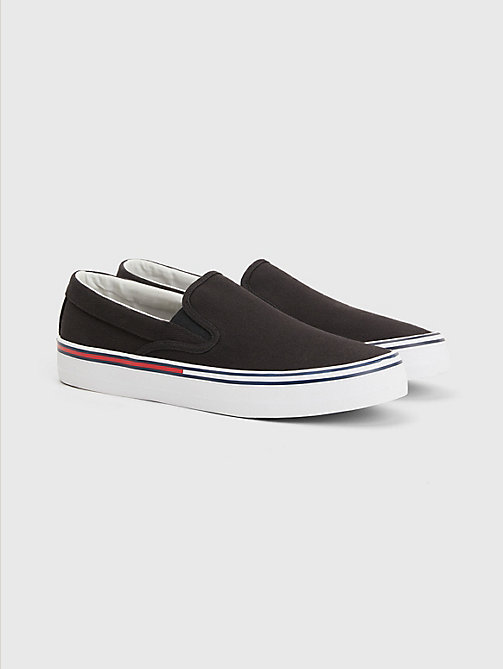 black essential signature slip-on shoes for men tommy jeans