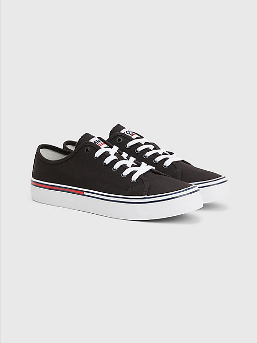 black essential low-cut trainers for men tommy jeans