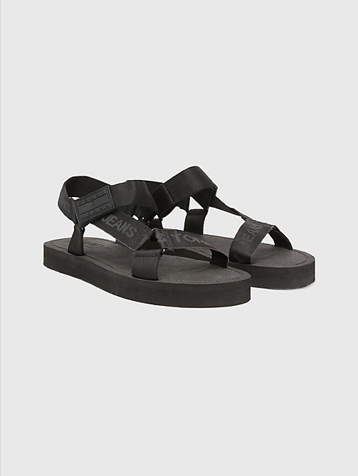 black webbing strap sandals for men tommy jeans