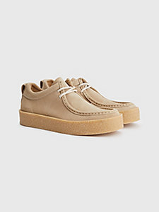 beige suede lace-up shoes for men tommy jeans