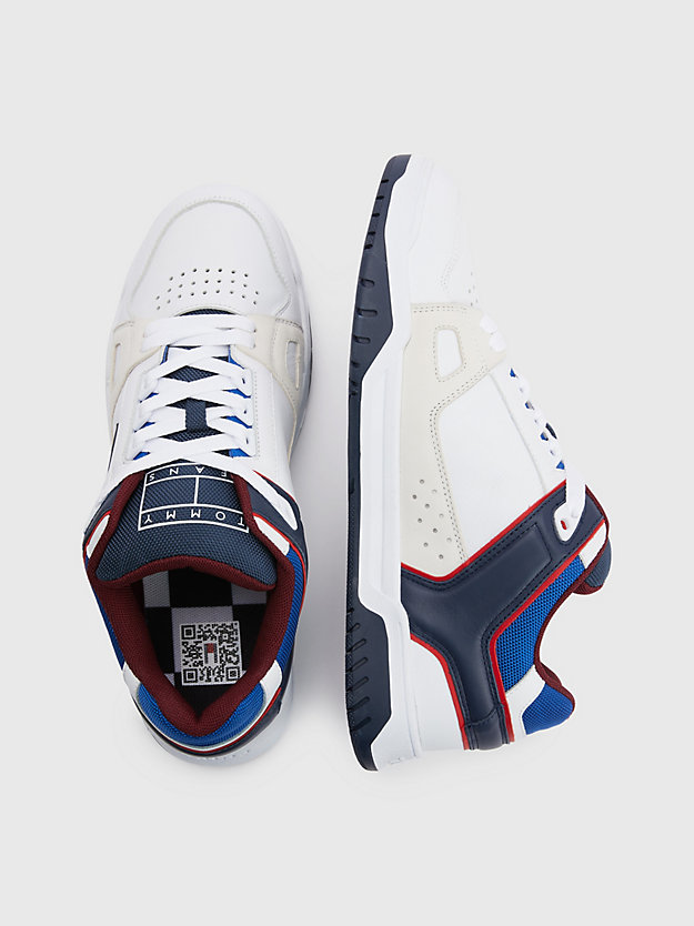 WHITE Leather Low Skate Trainers for men TOMMY JEANS