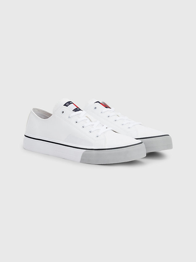 white essential badge trainers for men tommy jeans