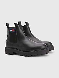 black heritage cleat chelsea boots for men tommy jeans