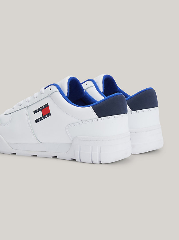 WHITE Essential Retro Leather Cupsole Trainers for men TOMMY JEANS