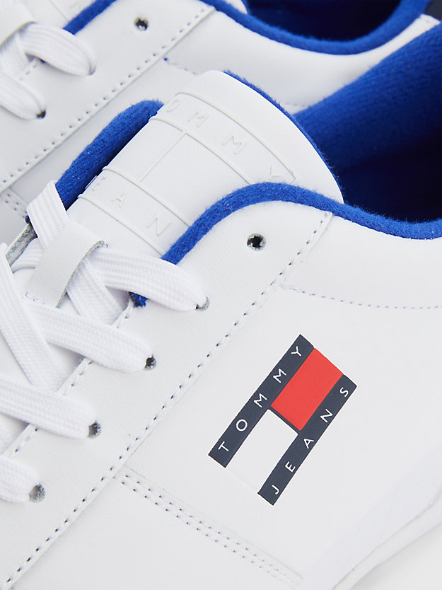 WHITE Essential Retro Leather Cupsole Trainers for men TOMMY JEANS