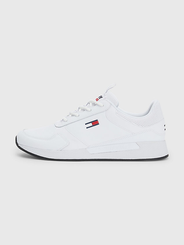 white essential flexible runner trainers for men tommy jeans