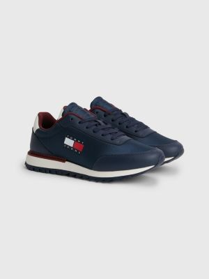 Retro Mixed Texture Runner Trainers | BLUE | Tommy Hilfiger