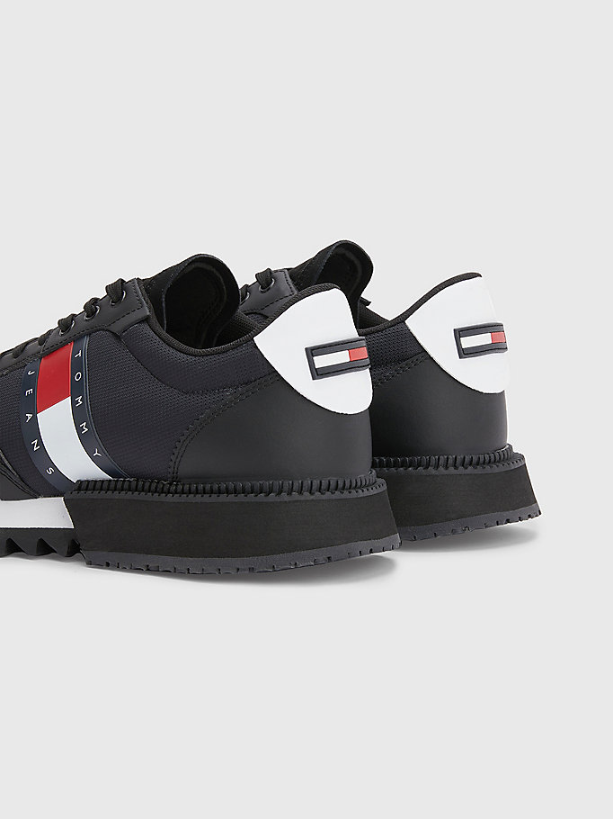 black half-cleated low-top trainers for men tommy jeans