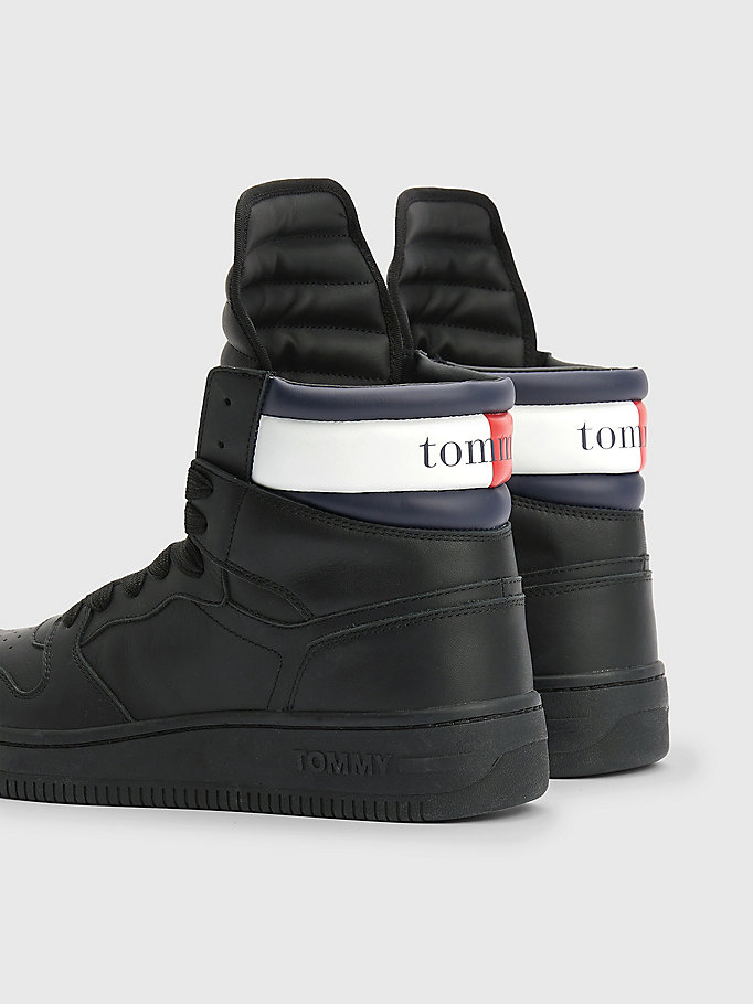 schwarz high-top basketball-sneaker für herren - tommy jeans